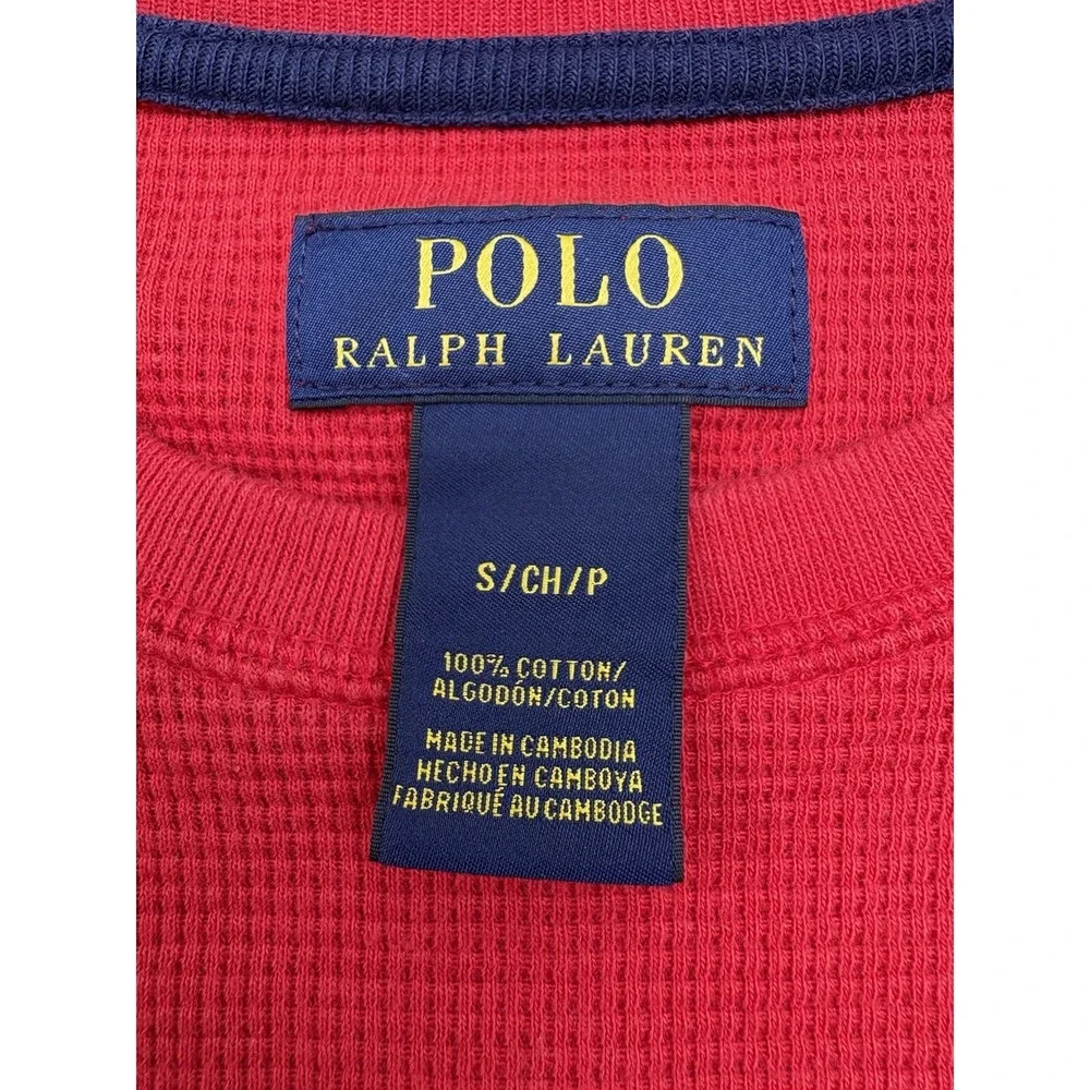 Polo Ralph Lauren Mens Red Waffle Knit Thermal T-Shirt S Short Sleeve Pony Logo